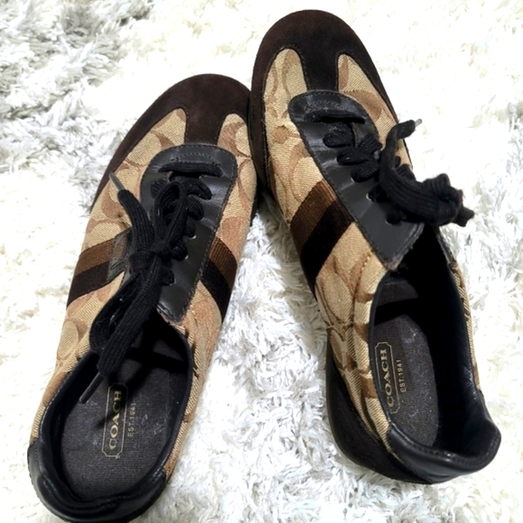 Coach Women's Monogram Suede Sneakers Size 7.5 M